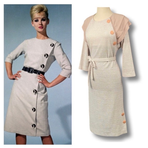 Vintage 1960s Size 12 Woven Knit Sheath Wiggle Dress - Picture 10 of 10